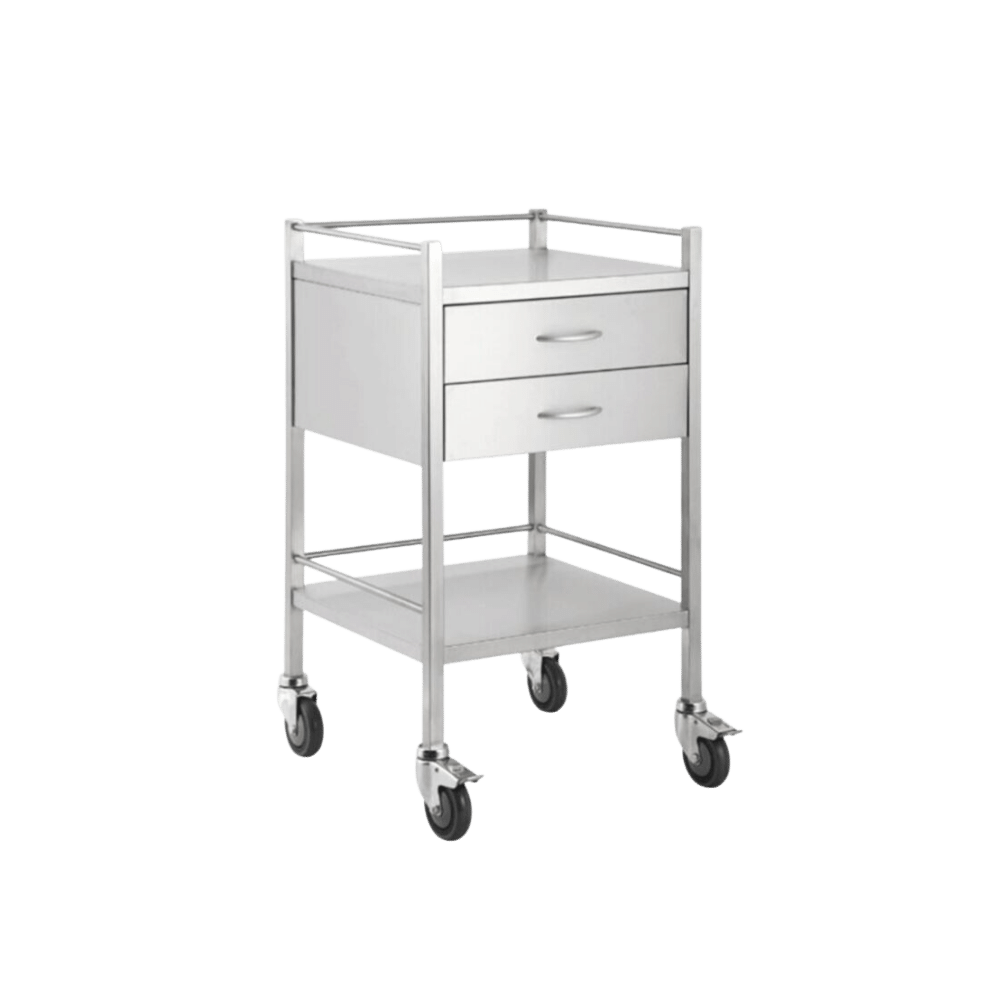 Dressing / Instrument trolley-2 drawer Stainless Steel. canway medical equipment Dubai uae